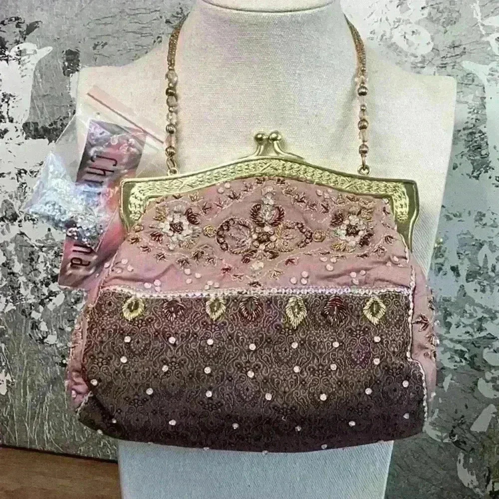 Vintage Sequin Embroidered Evening Clutch NWT Bag